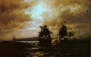 Eduardo de Martino Combate naval USA oil painting artist